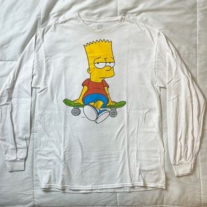 The Bart Simpson Skateboard White Long Sleeve T-Shirt
